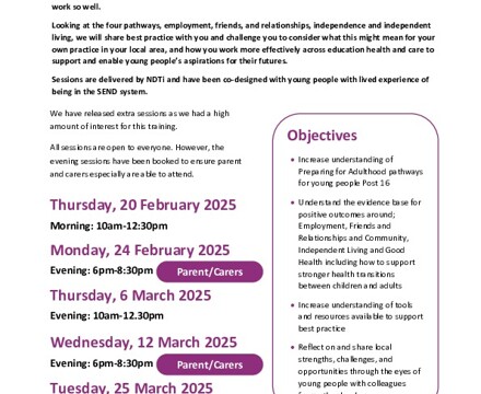 Preparing for Adulthood Training 2025 Extra Sessions